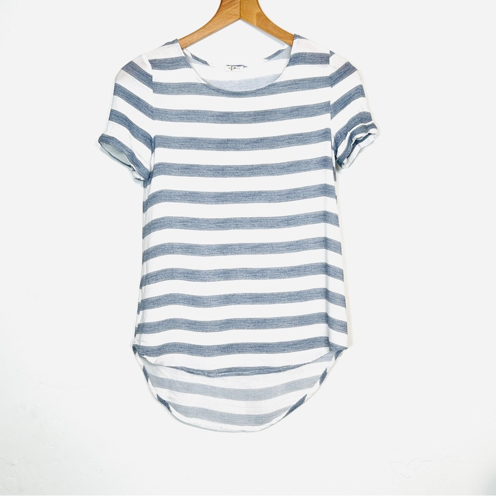 Utility Gray Blue Striped Top